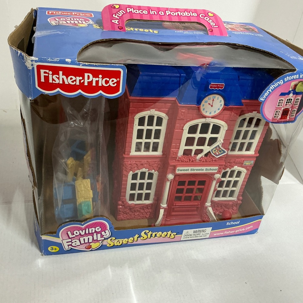 Fisher-Price Vintage Sweet Streets School Loving Family Portable Playset Y2K